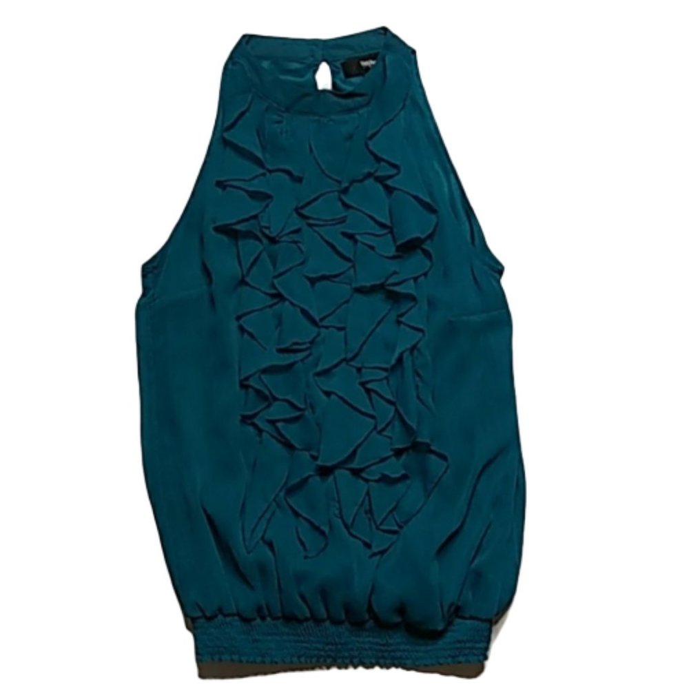 Mossimo Cascading Ruffle High Neck Keyhole Top